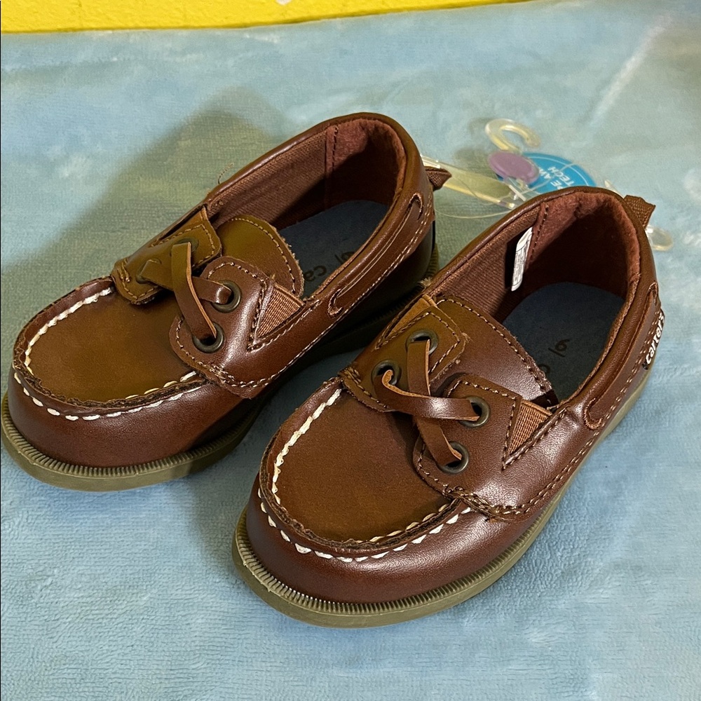 Carter’s Toddler Boys Boat Shoes Size 6 Brown Slip-On NEW WITH TAGS
